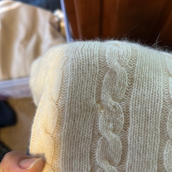 Vintage By Katherine Bishop Wool & Angora‎ Blend Cable Knit Short Sleeve Sweater - Picture 7 of 10